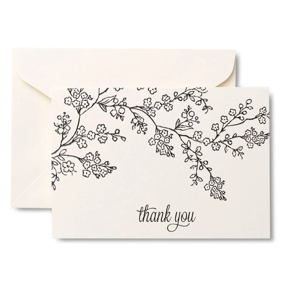 Mara-Mi Black & White Floral Thank You Cards, 50 count - NIB - Picture 1 of 3